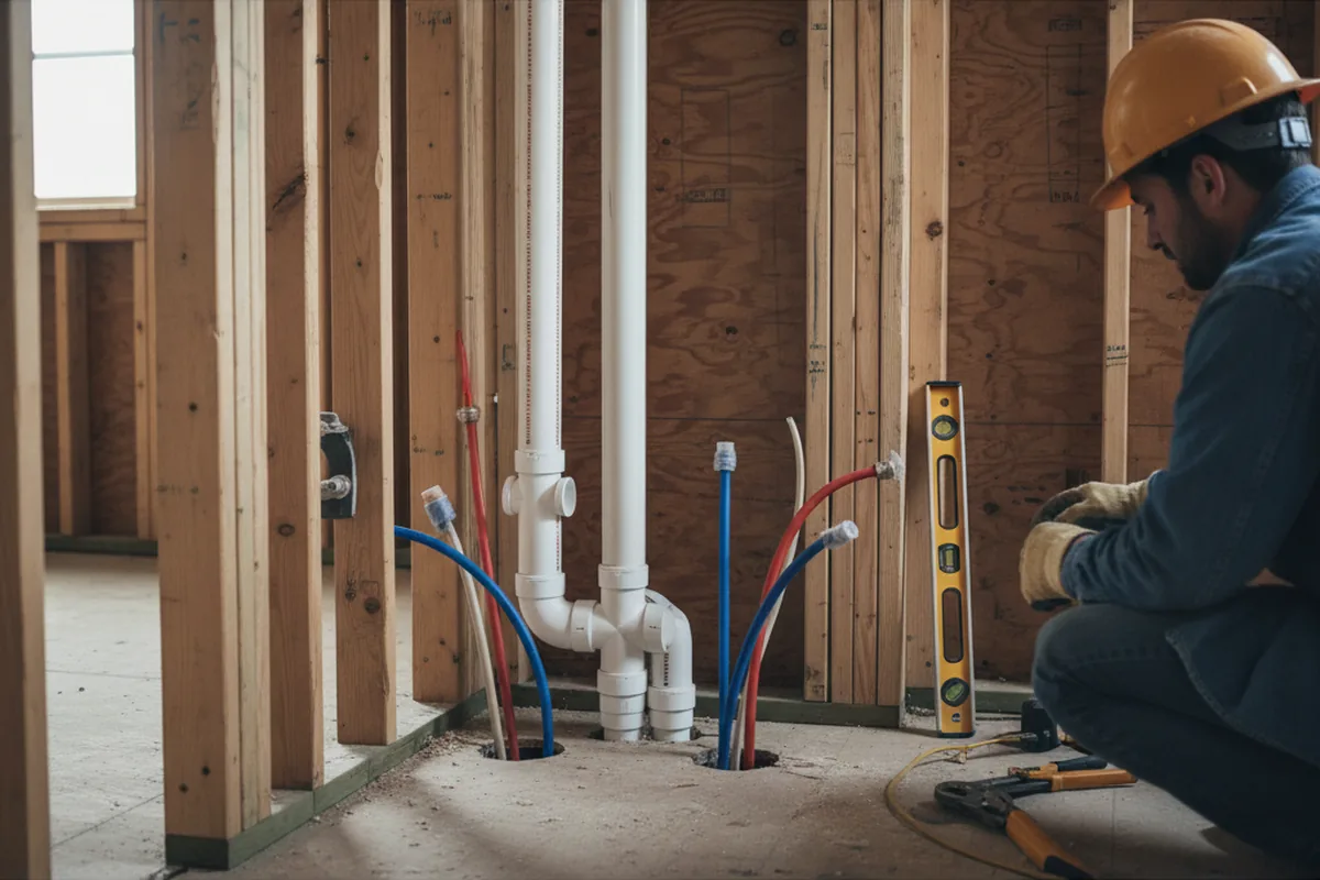 Drain and supply rough-in during Drain Cleaning in Purling