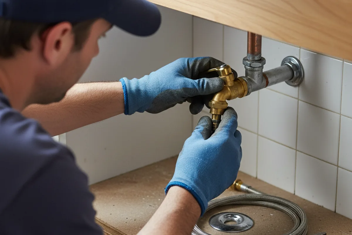 Shutoff valve and fitting work during Burst Pipe Repair in Purling